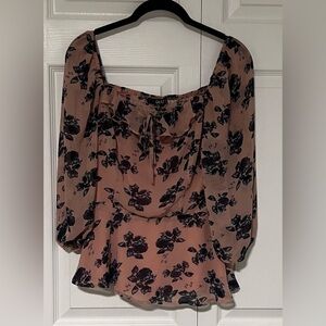 Quiz Semi Sheer 3/4 Sleeved Floral Peasant Top